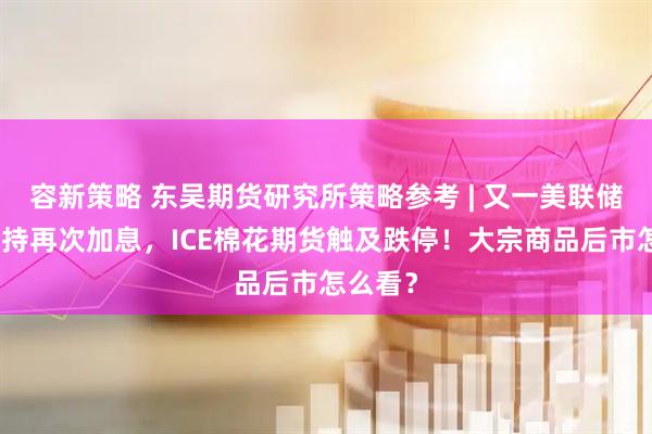 容新策略 东吴期货研究所策略参考 | 又一美联储鹰派支持再次加息，ICE棉花期货触及跌停！大宗商品后市怎么看？